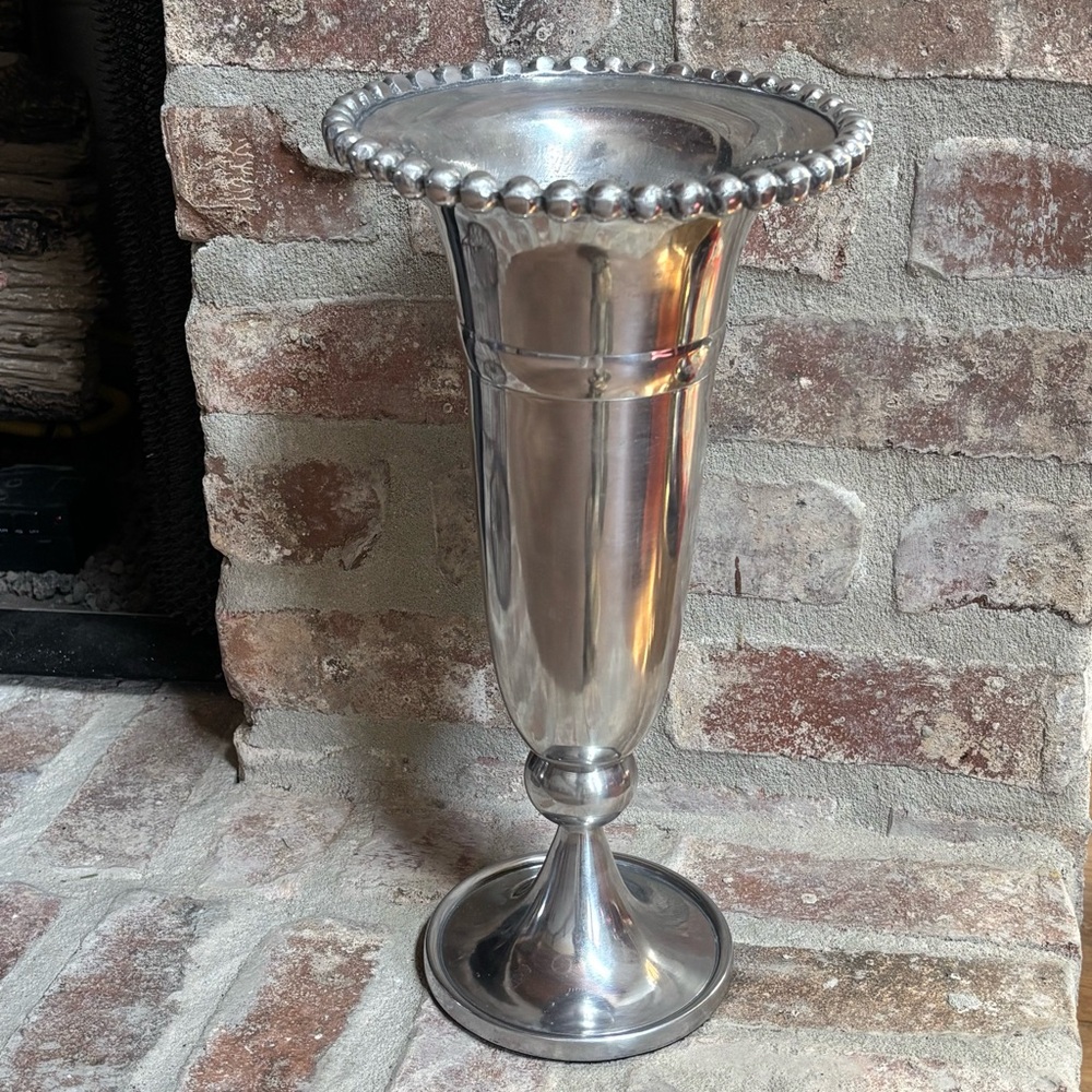 Trophy / Trumpet Footed Vase with Beaded Rim • made in India